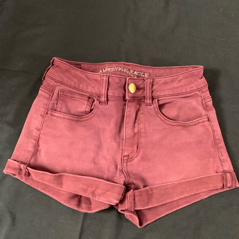 American eagle burgundy jean shorts